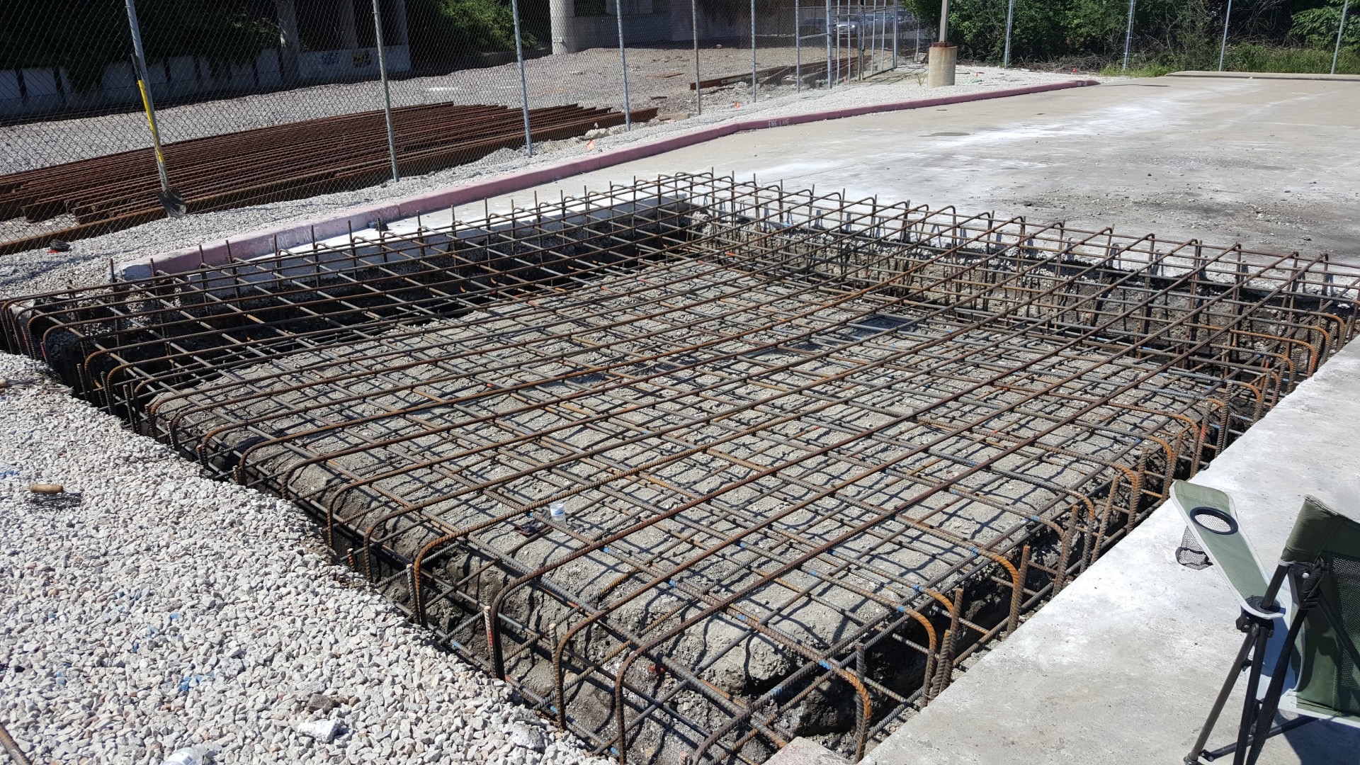 Rebar cage prepared for foundation concrete pour