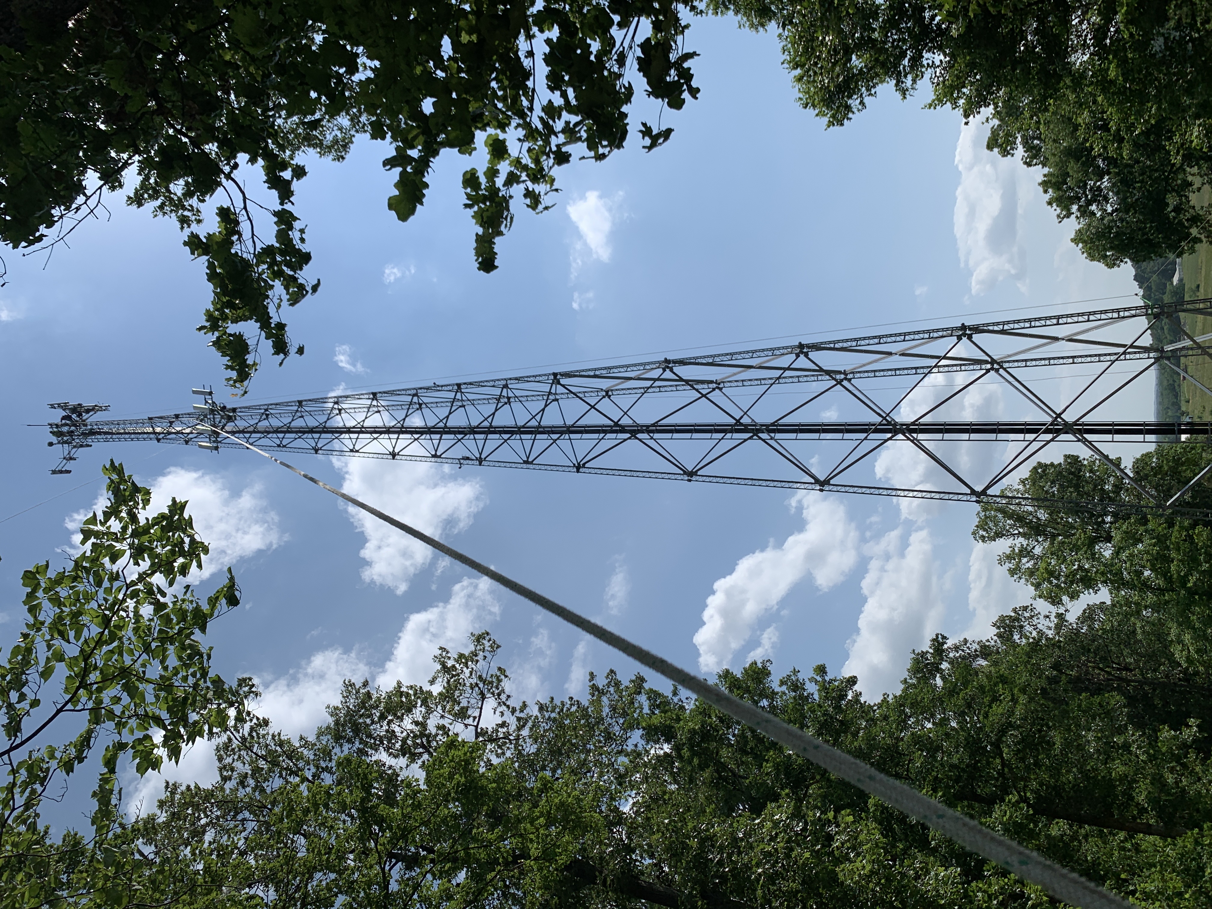 Looking up a lattice tower