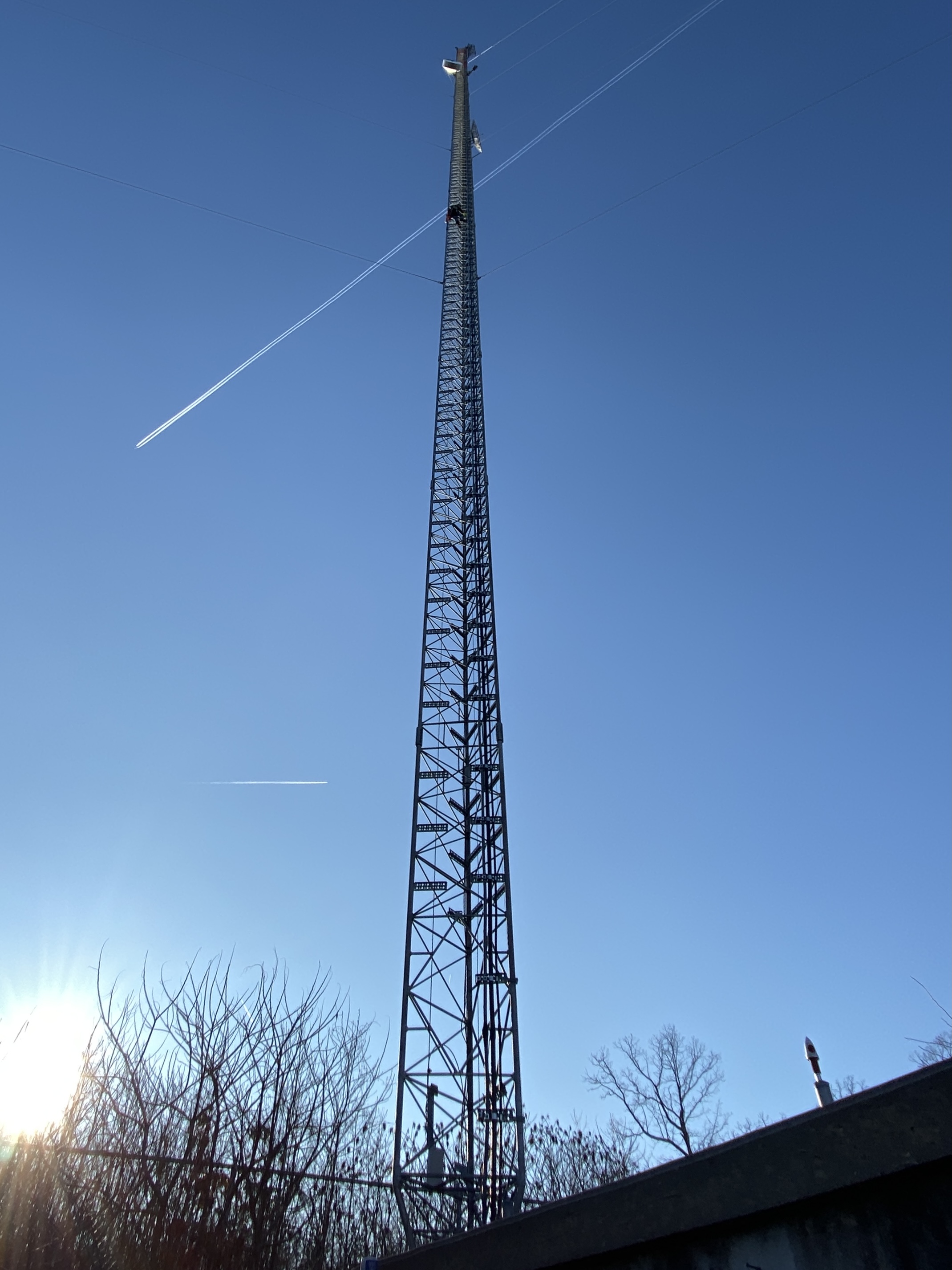 Tower silhouette at sunset